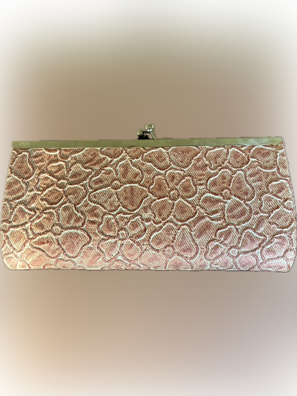 Embossed Floral canvas Clutch in Blush Pink